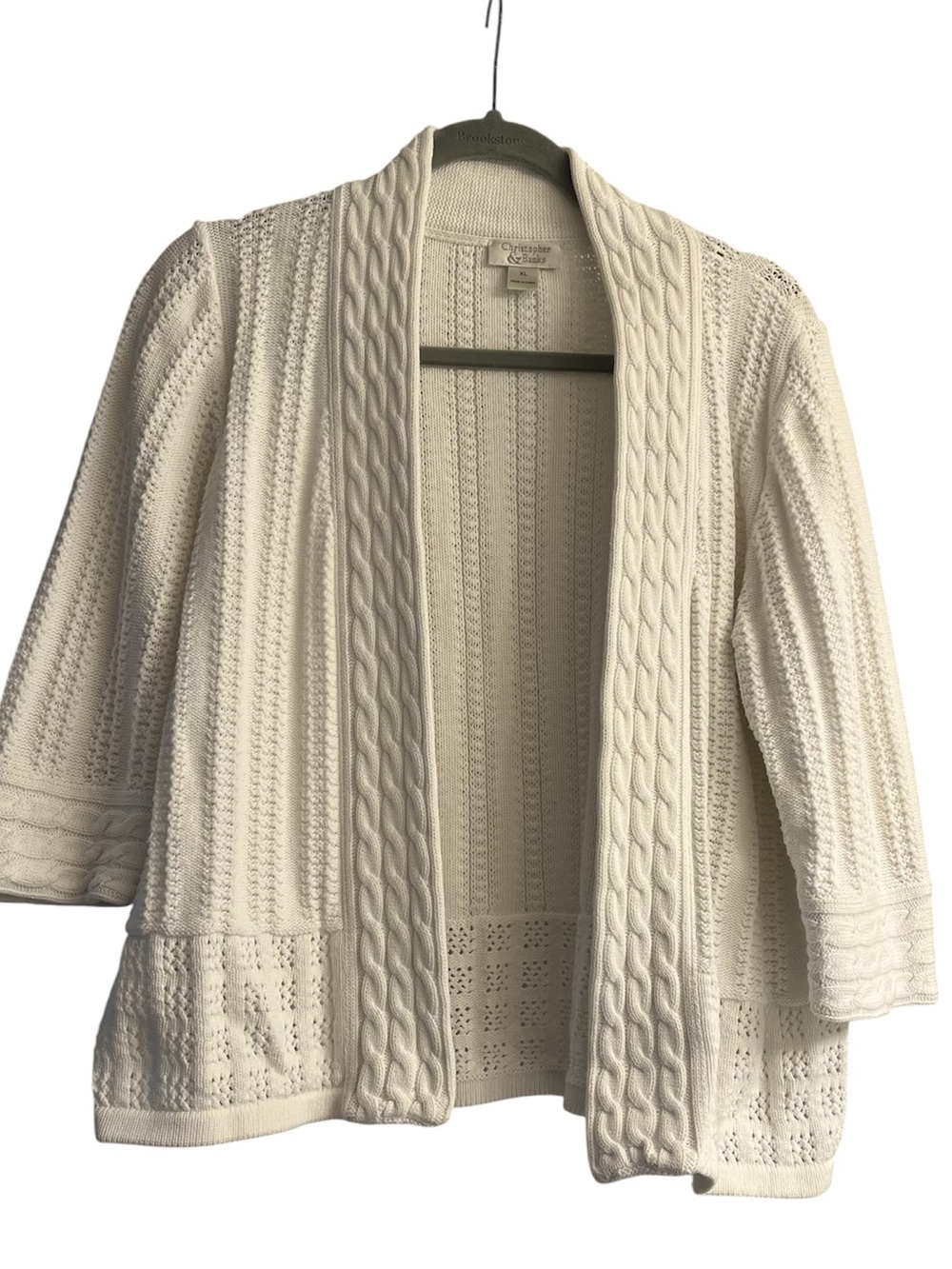 Christopher & Banks cable knit open front cardigan size XL